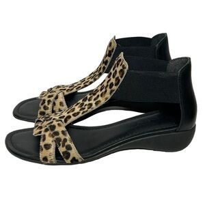 THE FLEXX Band Together Leopard Print Zcow Hair T-Strap Sandals